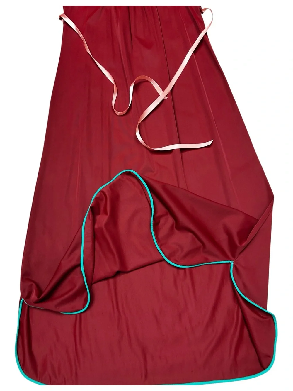 Vintage Red Nylon House Dress Caftan Lounge Dress One Size - Picture 9 of 11